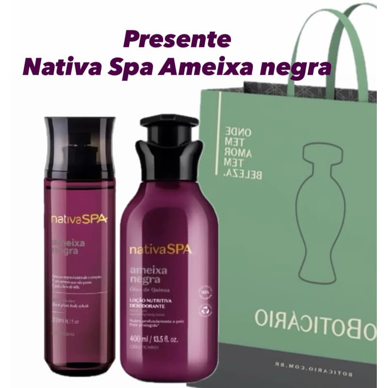 Nativa Spa Ameixa Negra: Body Splash 200ml + Loção Hidratante Corporal 400ml O Boticário