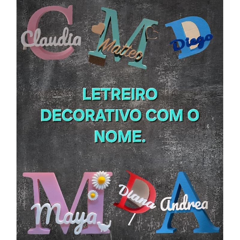 Letra Decorativa Personalizada com Nome – Impressão 3D | 15 cm