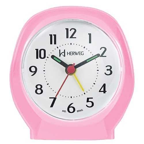 Relógio Despertador Herweg Quartz Cor Rosa Original