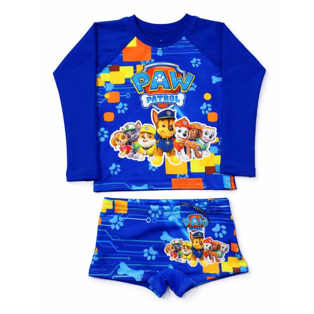 Sunga Infantil + Blusa com Proteção Solar Manga Longa UV50 Personagens Roupa para Menino Praia/ Piscina