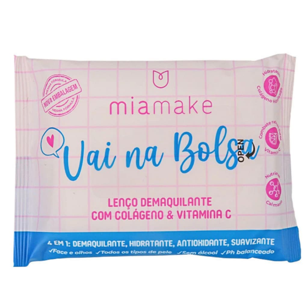 Lenço Demaquilante com Colágeno e Vitamina C Vai na Bolsa