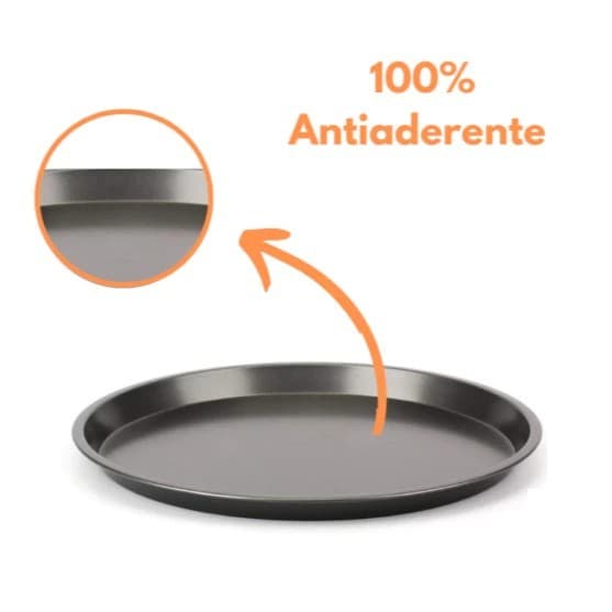 Assadeira Antiaderente para Pizza em Aço Carbono com Revestimento Antiaderente 36cm