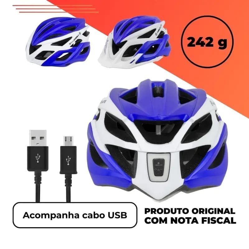 Capacete Absolute Wild e Luna Flash C/led recarregável  com viseira Bike Mtb