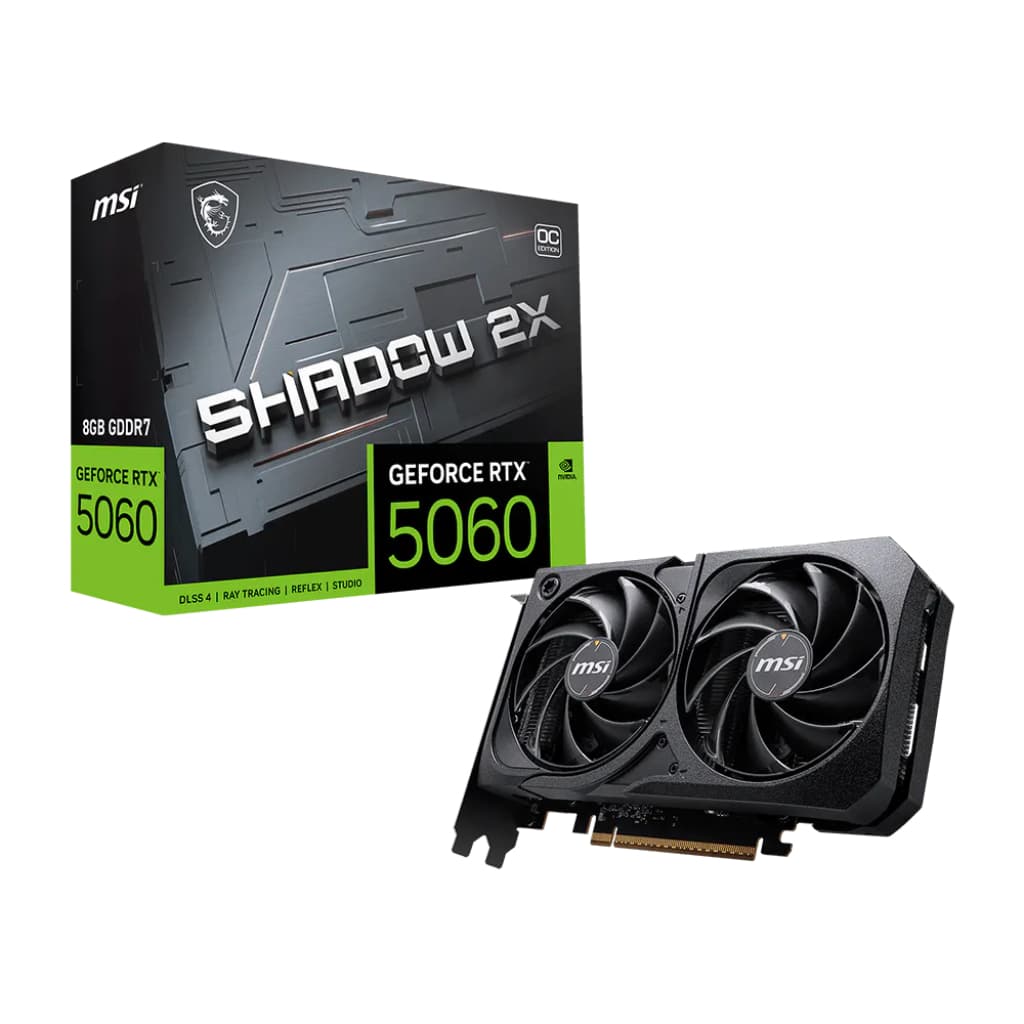 Placa de Vídeo MSI NVIDIA GeForce RTX 5060 SHADOW 2X OC, 8GB, GDDR7, 128 Bits - 912-V537-037