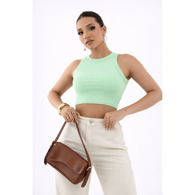 Blusa Ribana Canelada Elegante e Moderna cropped