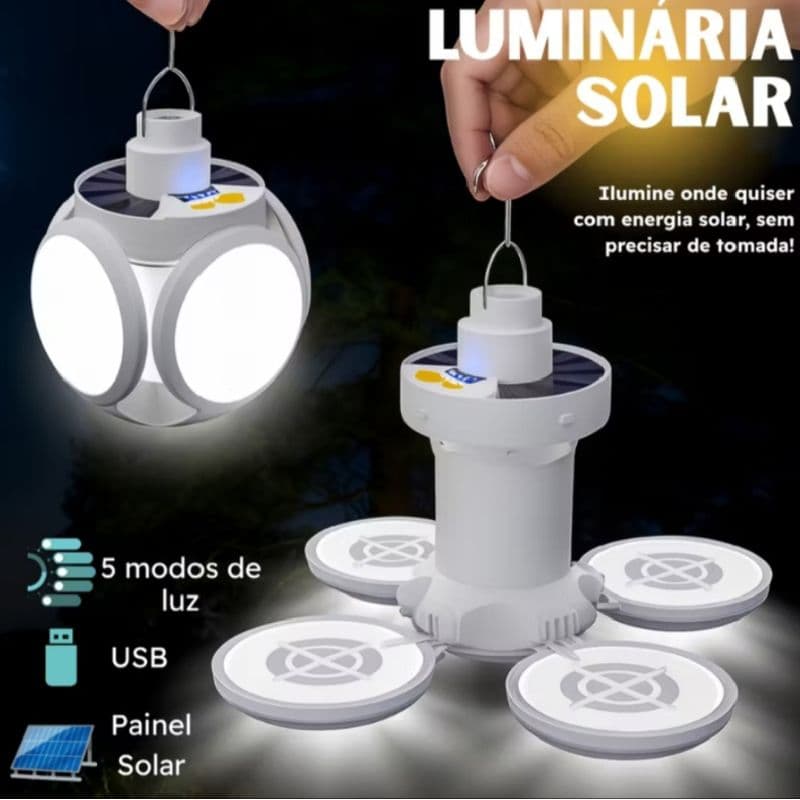 Lâmpada Solar Portátil Acampamento Pesca luz