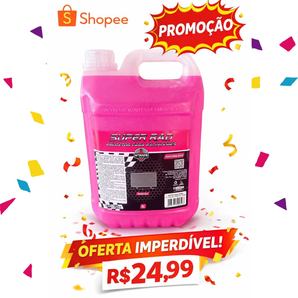 Aditivo Para Radiador Rosa 5L Super Rad Pronto Uso Proteção do Motor