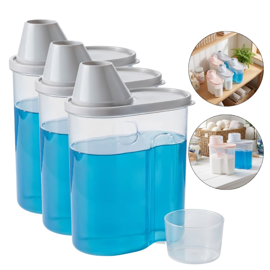 Kit 3 Pote De Plástico 1,9L Para Alimentos Ração Sabão Com Dosador Organizador De Armário