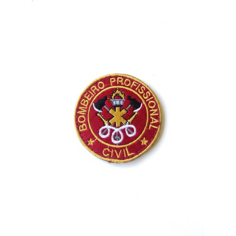 Patch Bordado Bombeiro Civil Profissional 2 Tamanhos 8x8cm e 10x10cm Opção Para Costura ou Velcro