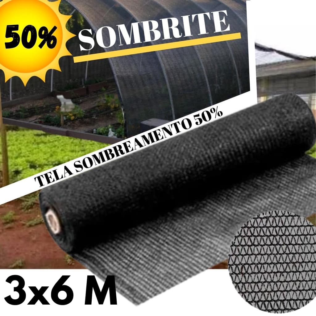Sombrite 50% 3 x 6 Metros Tela Sombreamento para Horta Orquidário Jardim Estufa Viveiro Proteção UV