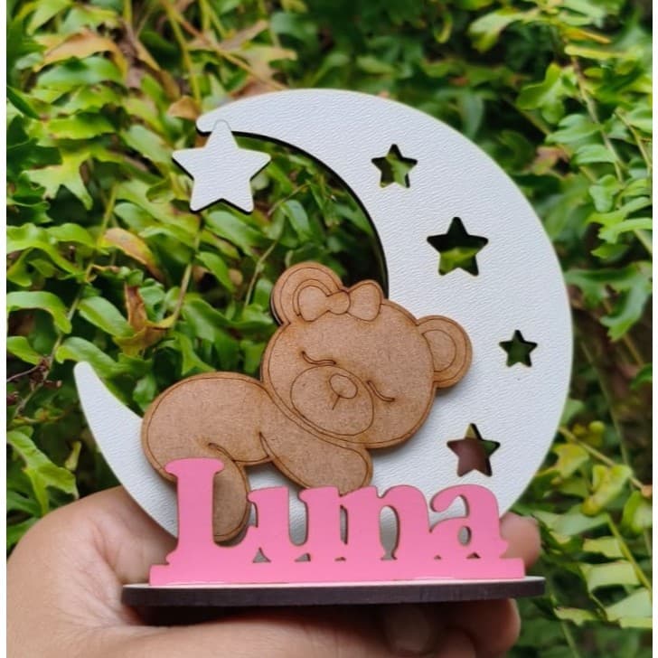 Kit Lembrancinhas Lua Urso Personalizadas Festa Nomes Chá De Bebê Infantil