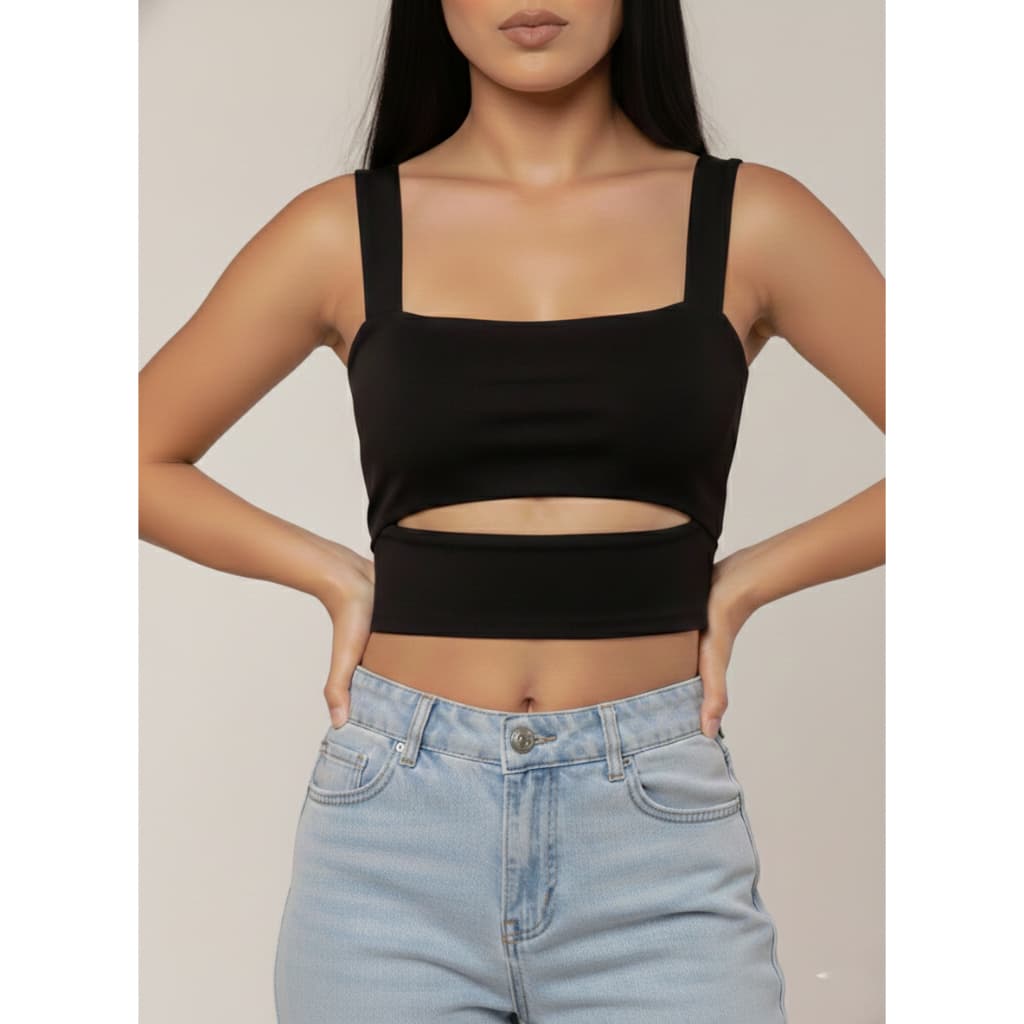 Cropped Feminino Estilo Blogueira com Recorte – Tecido com Elasticidade e Caimento Impecável