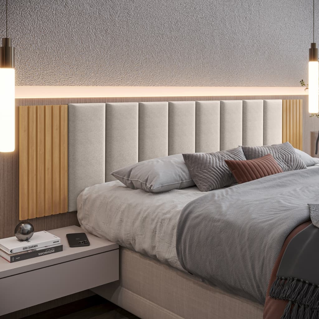 Peças Cabeceira Estofada + Ripado Premium Modular Cama Box Completo
