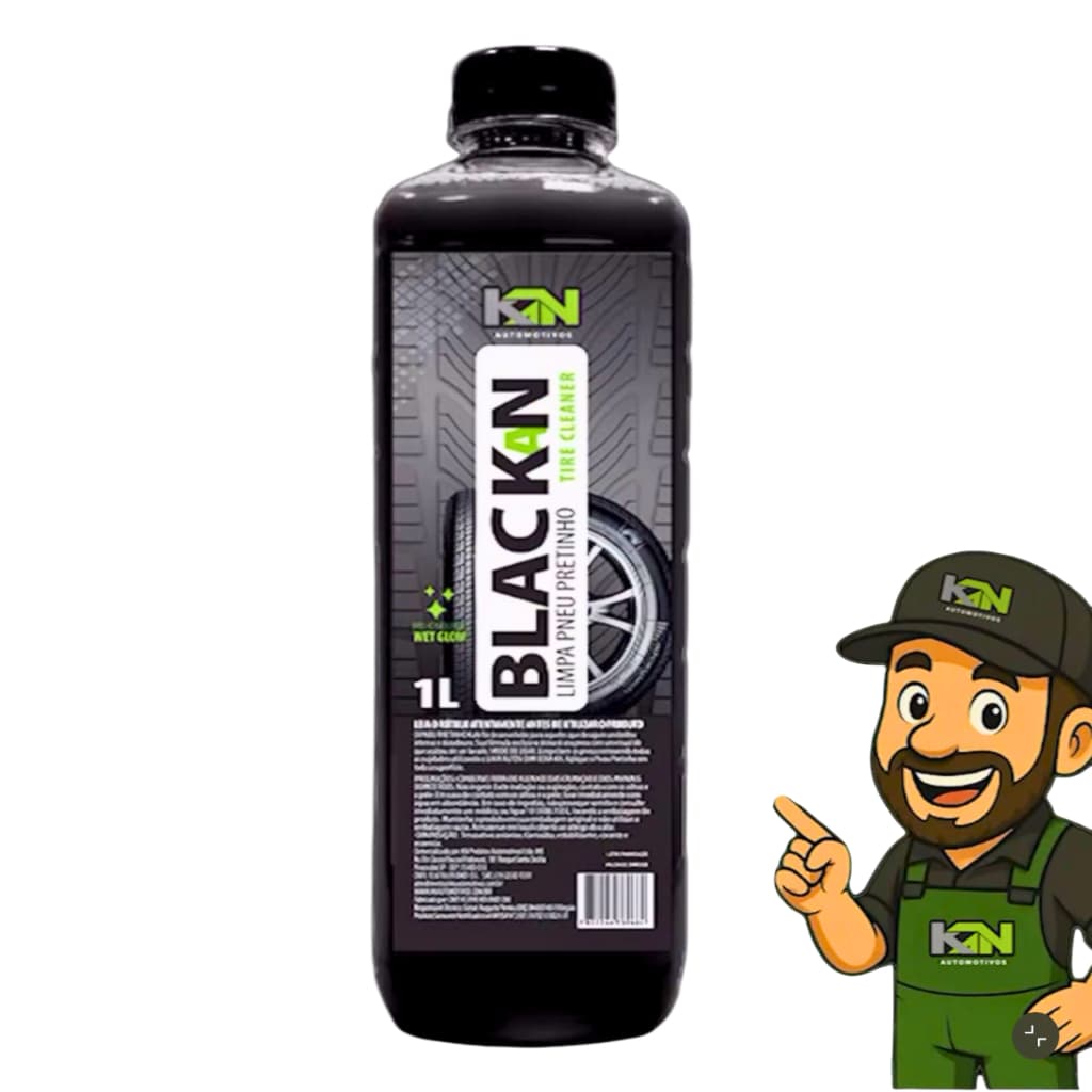Pneu Pretinho Automotivo  Blackan 1L da KN Limpa Restaura Brilho Intenso e Duradouro