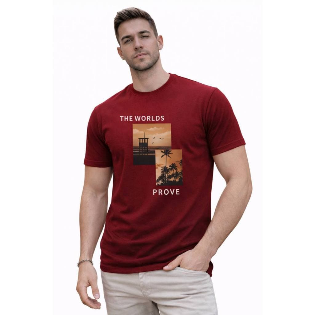 Camiseta Masculina Estampada The Worlds Prove – Algodão Gold Pima, Casual, Confortável, Verão Moda Praia, Envio Rápido