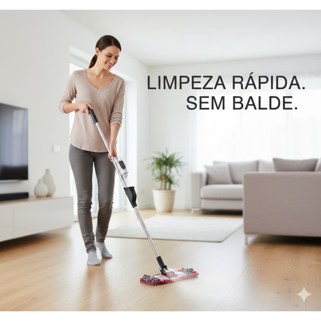 Mop Spray Com Reservatório Cabo Inox Rodo Vassoura Limpeza Prática Esfregão Microfibra 360 Original Refil Lavável