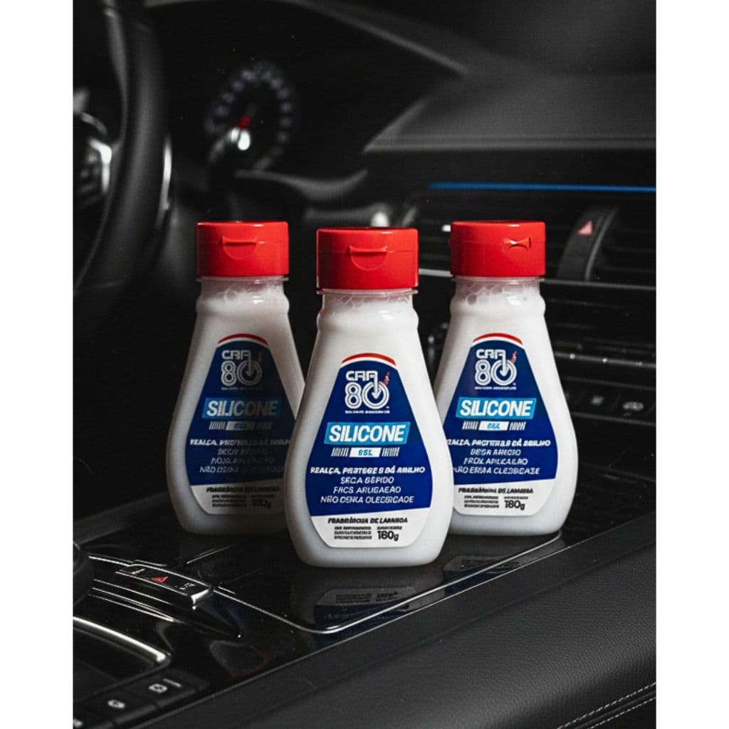 Kit 3 Silicone Gel 180g Car80 Brilho E Proteção Carro Motos
