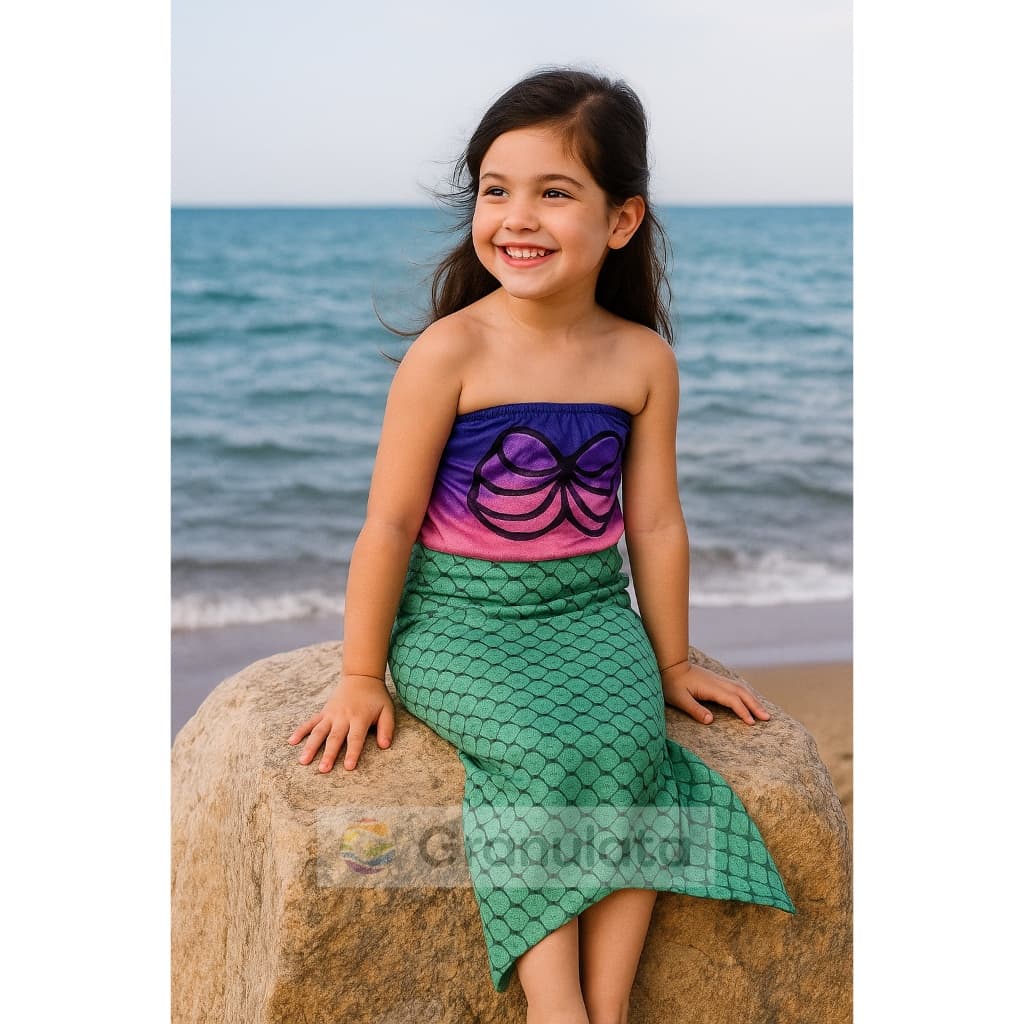 Fantasia Infantil Pequena Sereia Conjunto Saia Cauda e Top P ao EXG Aniversario Carnaval