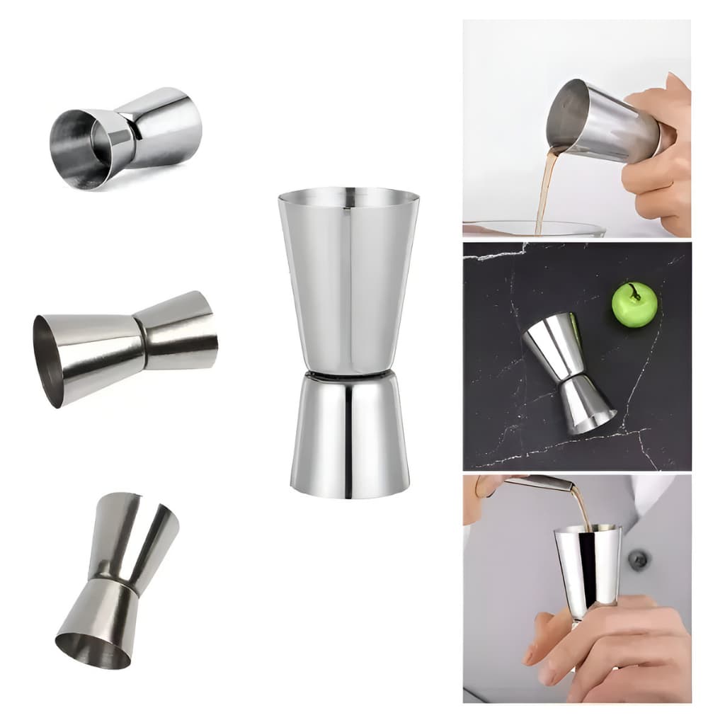 Dosador e Medidor de Bebidas Duplo Inox 40ml + 20ml | Bartender Profissional | Medidor Cocktail Drink | Aço Inoxidável