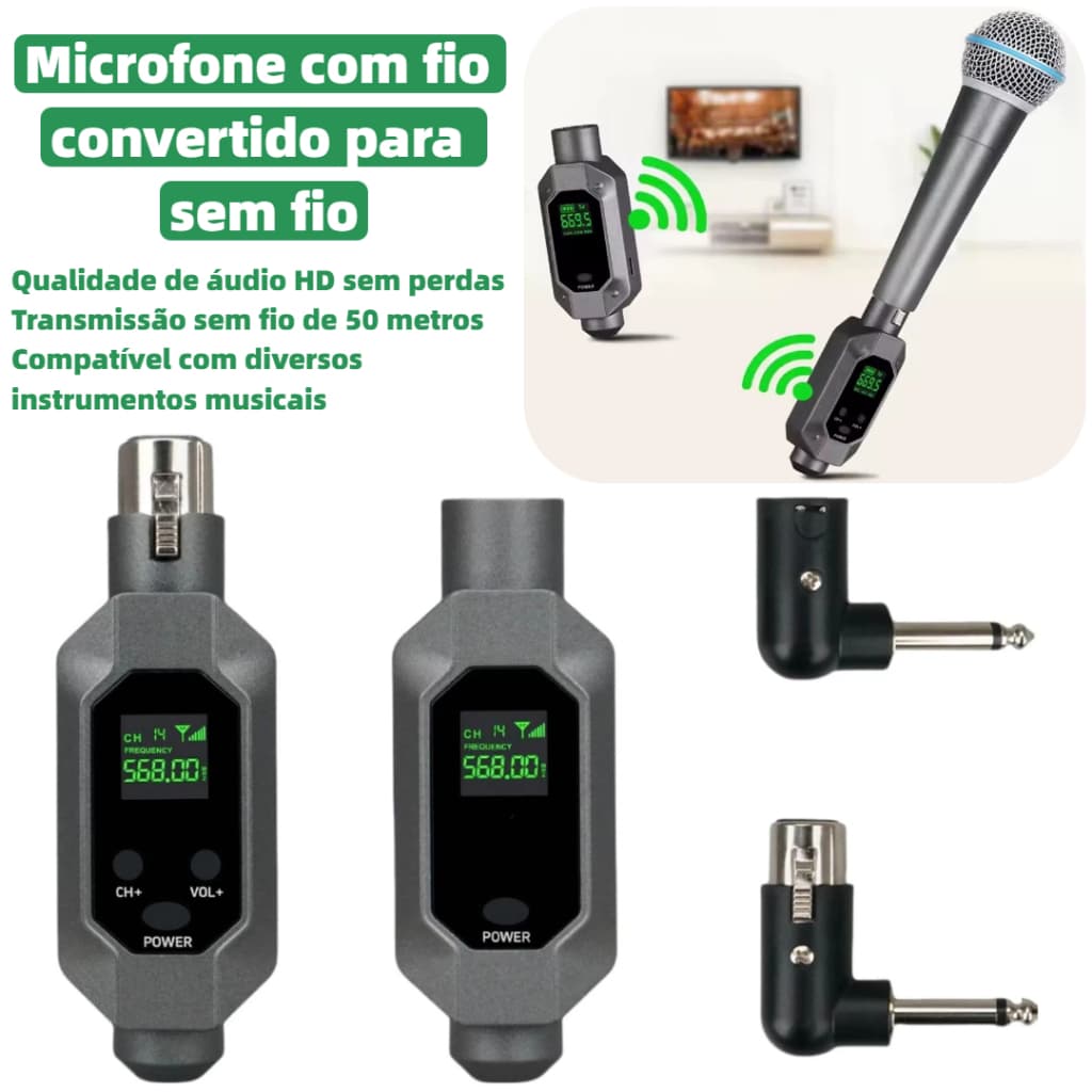 Conversor De Microfone Sem Fio 2.4G Transmissor  E Receptor , Sistema Para Dinâmico , Guitarra , Misturador De Áudio MZH