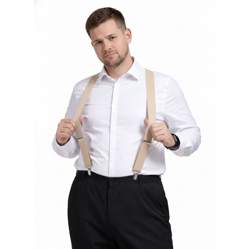 Suspensório Plus Size Masculino Tamanhos Especiais Bege