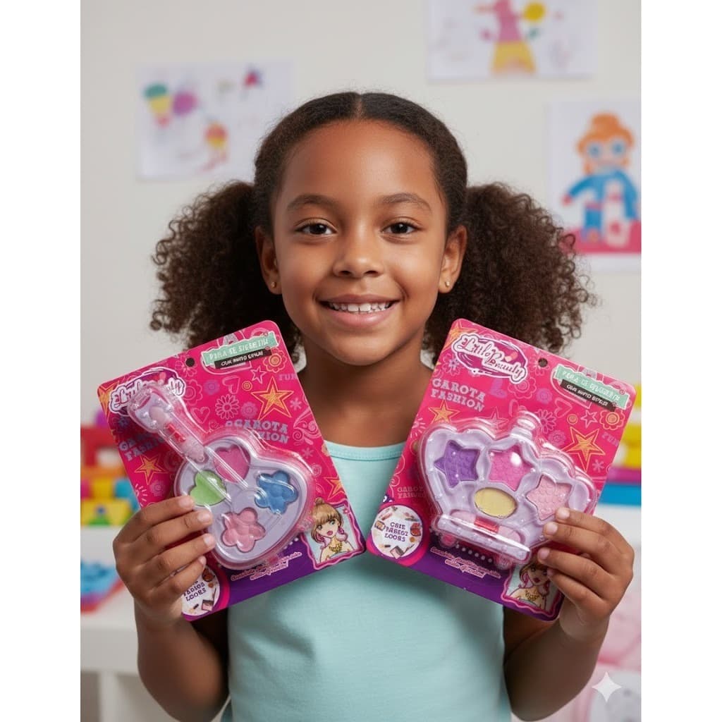 Brinquedo infantil - Meninas Maquiagem Infantil Estojos Little Beauty - Cores Vivas
