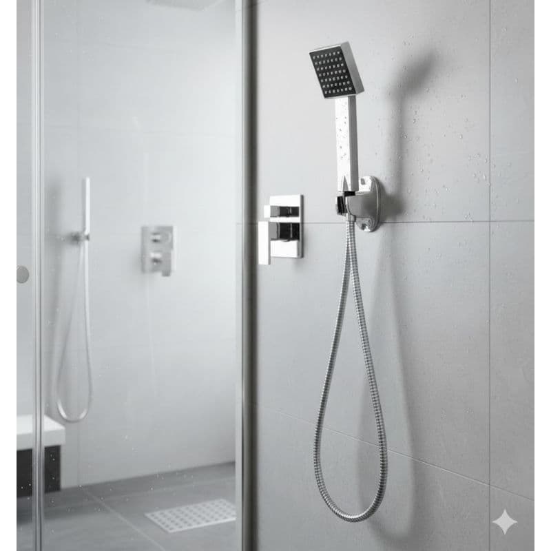 Ducha de Mão Cromada 22cm para chuveiro a gás - Quadrada e Redonda, Kit completo
