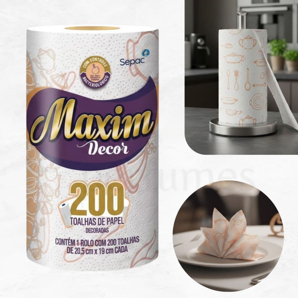 Papel Toalha Maxim Profissional 200 Folhas Duplas Qualidade Premium Antibacteriano Ultra Absorção