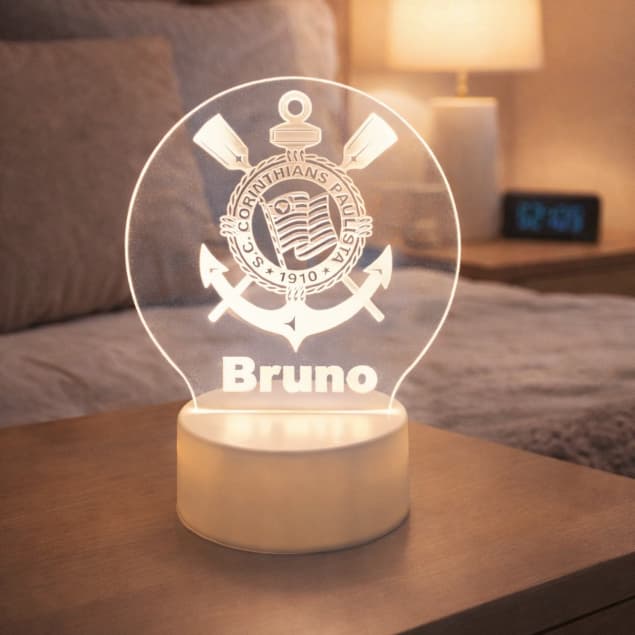 Luminária Led Acrílico Times / Abajur / Luz noturna / Personalizada