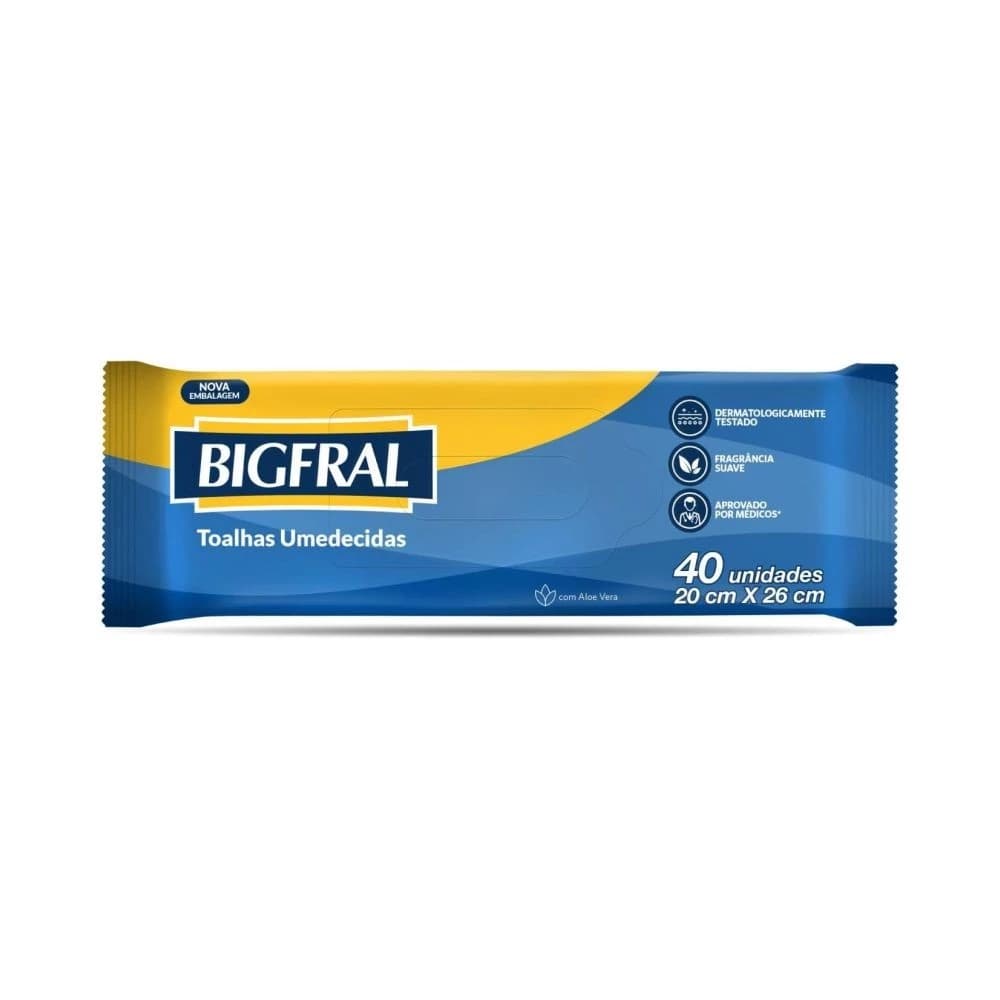Toalhas Umedecidas Geriátricas BIGFRAL - 40 Folhas