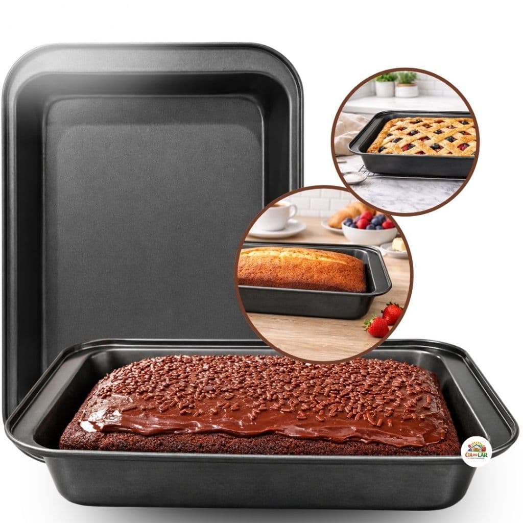 Forma Assadeira Retangular 35cm Para Torta Antiaderente Forma Para Pão Cuca Forma Para Bolo Multiuso