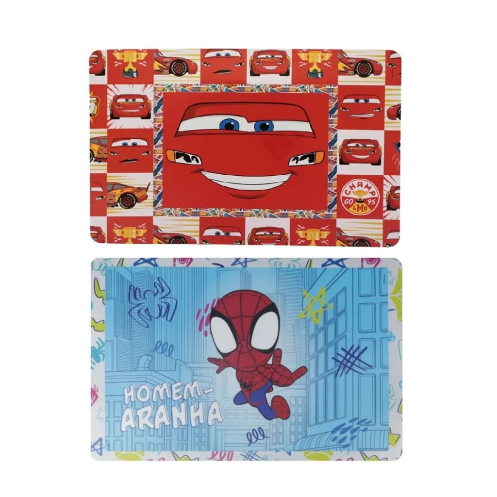 Jogo Americano Infantil Impermeável Carros E Homem Aranha Disney 2 Unidades