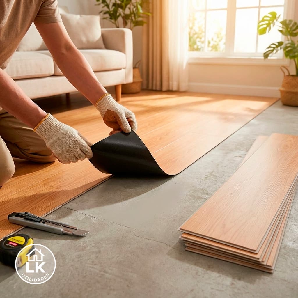 Piso Vinílico Autocolante 91,4x15,2 cm – Kit 12 Peças | Cobre até 1,66m² com Praticidade