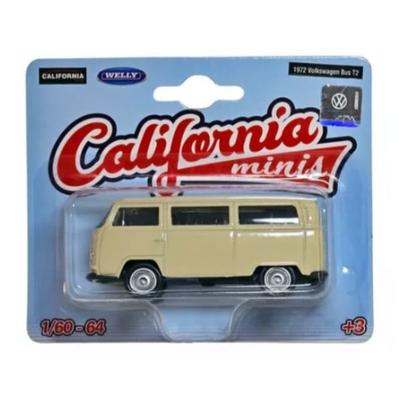 Carrinho em Miniatura California Mini Volkswagen Kombi Bege 1:64