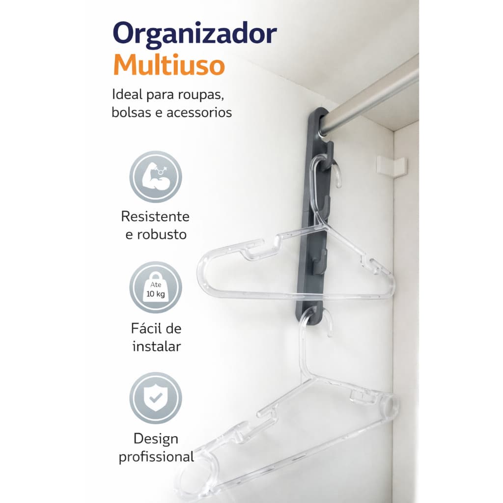 Gancho Multiuso para Cabides Organizador de Bolsas, Bonés e Acessórios
