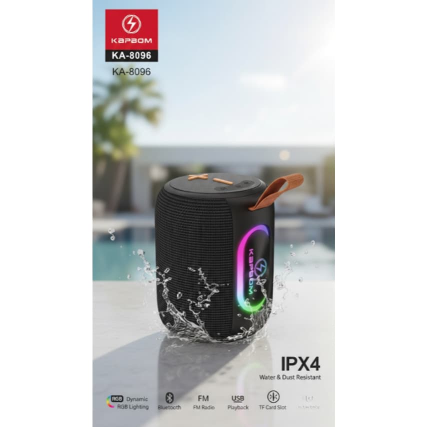 Caixa de Som Bluetooth Portátil RGB IPX4 Resistente à Água USB TF FM Som Potente Sem Fio Compacta