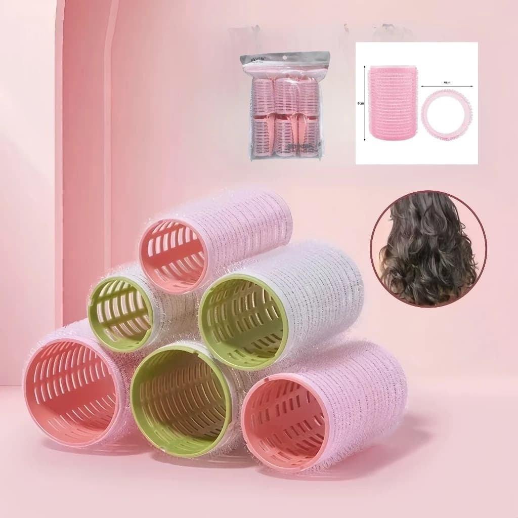 Kit 8 Bobs Grandes Cabelo Velcro Modeladores + 8 Prendedores,DIY Styling Tool tamanho unico 6.2x4 CM