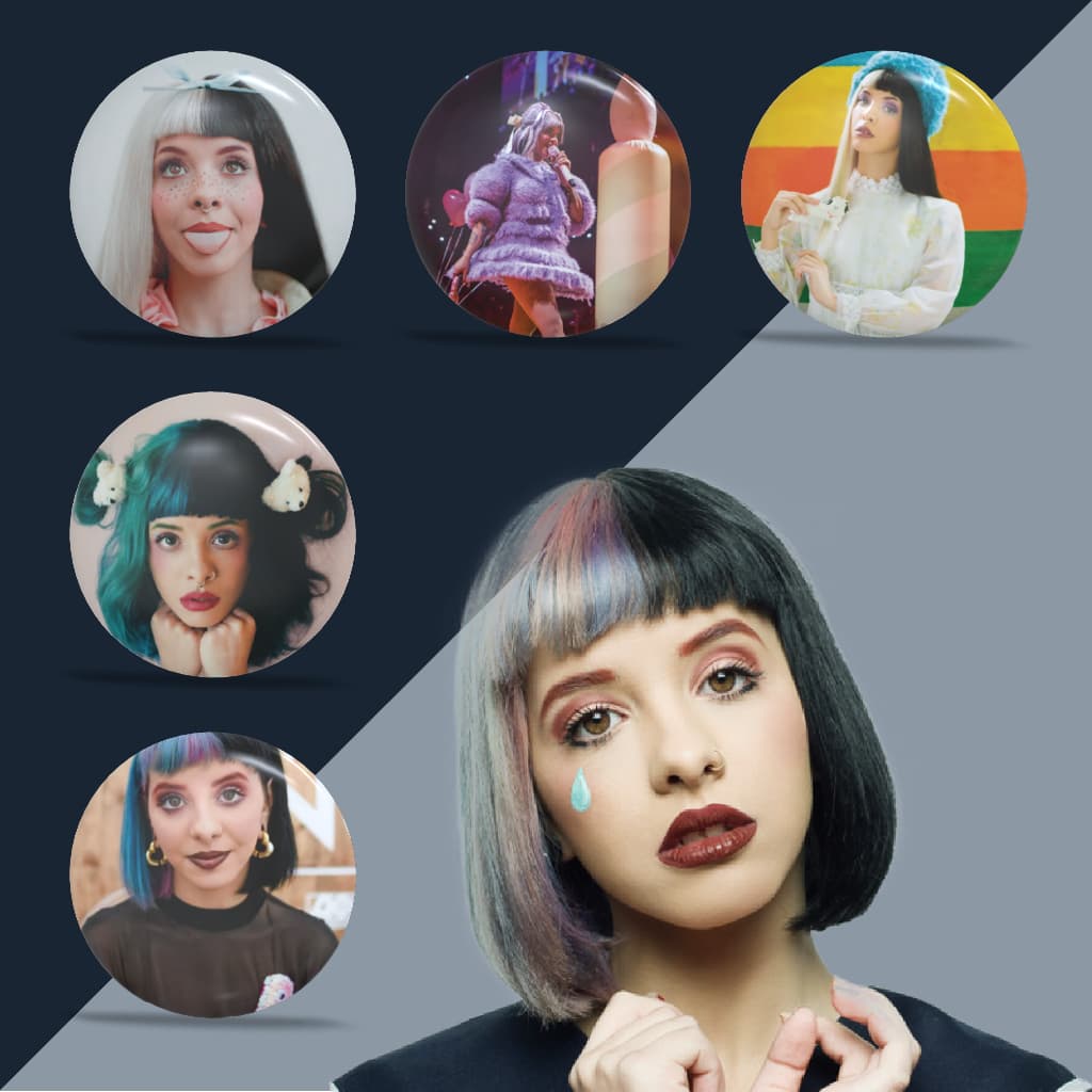 Melanie Martinez Botons, kit broches Melanie Martinez personagens pins, buttons 3,2cm, 4,4cm e 5,8cm.