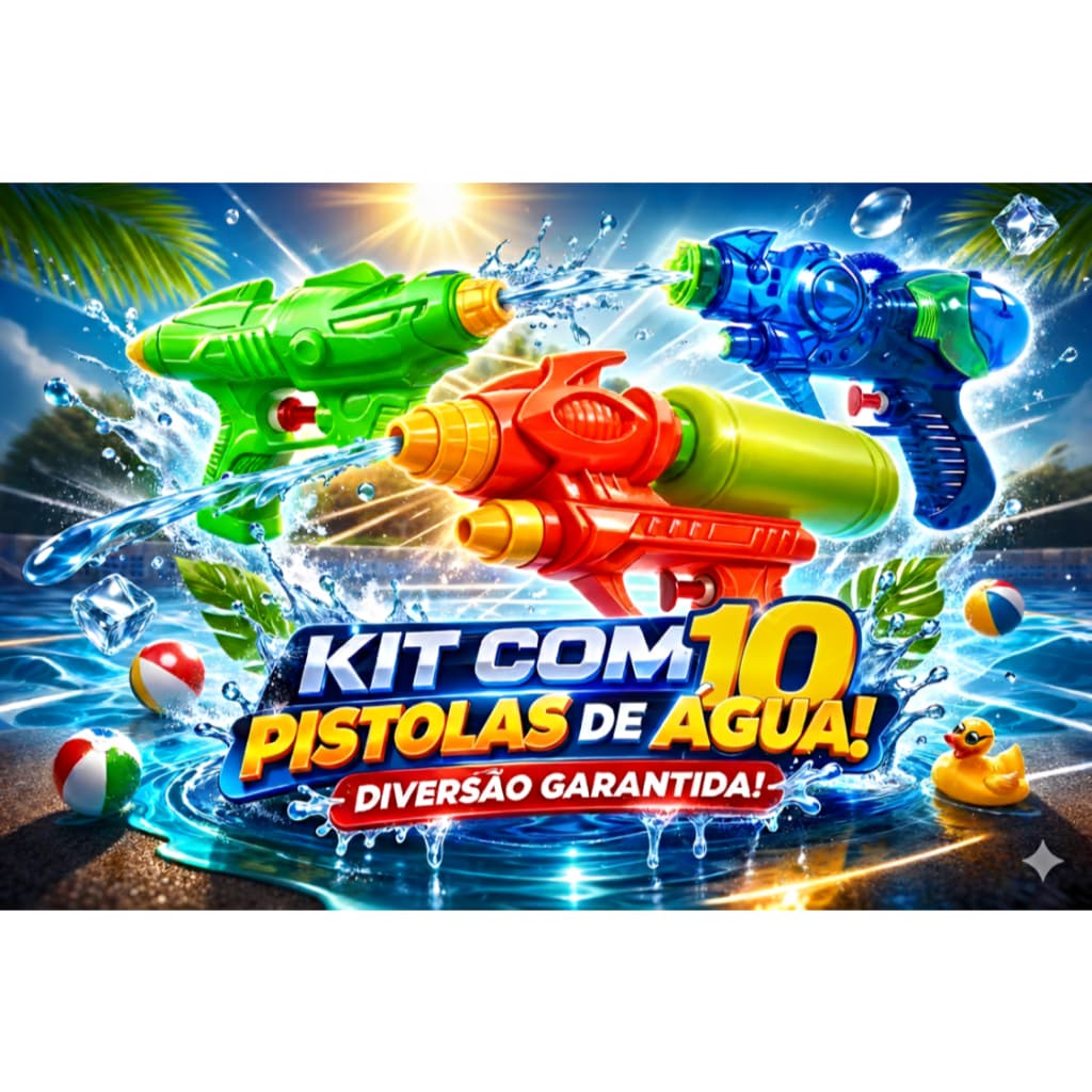 Kit 10 Pistola Lança Agua Com Jatos Arma Arminha Brinquedo Infantil Piscina Aniversário Cores Sortidas