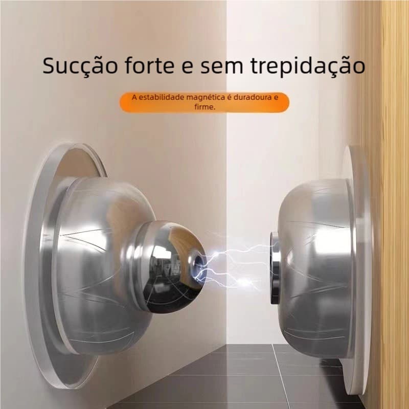 Prendedor Batetor Inox Preto Magnético - Trava Fixador Adesivo Porta Imã Design Moderno