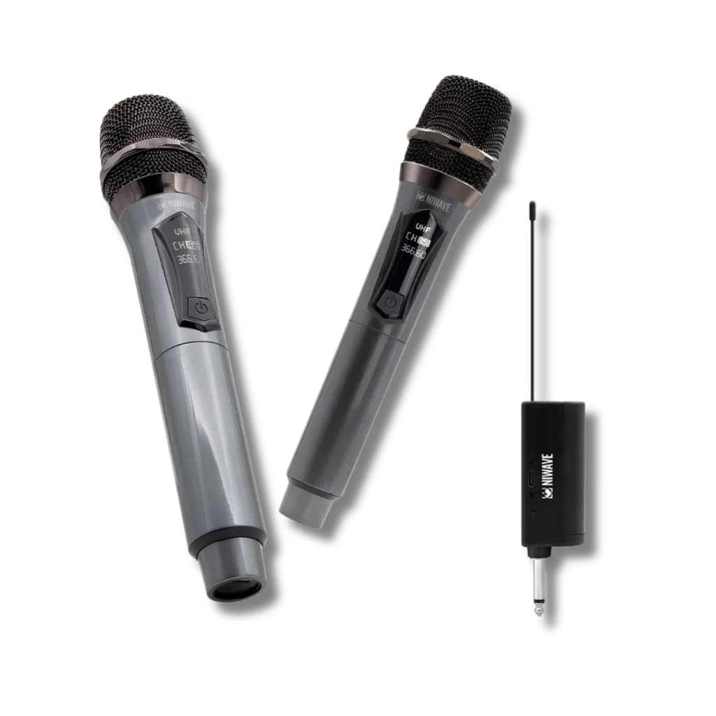 Kit 2 Microfone Niwave Sem Fio Profissional Uhf Led Com Receptor