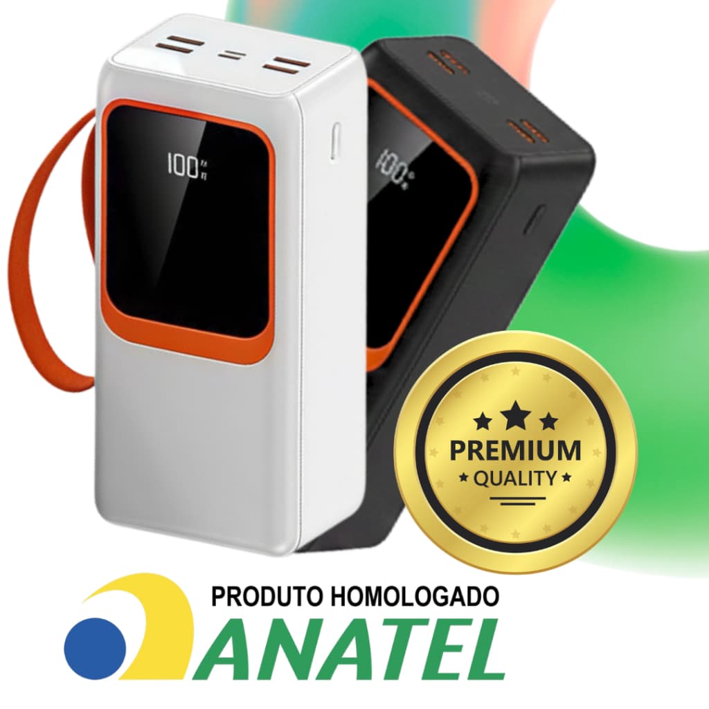 Carregador Portátil Power Bank 30000mah PD 22.5W Carregamento Rápido Turbo Display Digital