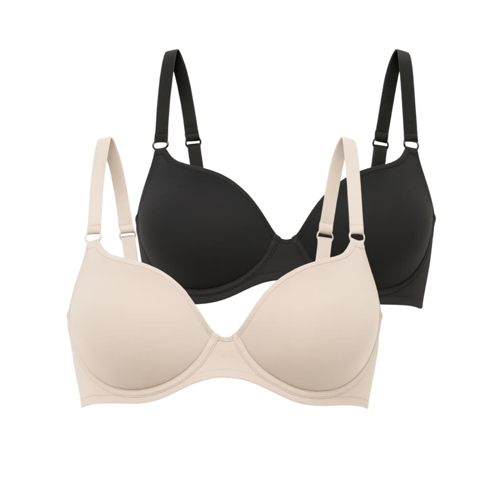 Kit 2 Sutiãs Alta Sustentação Com Alça Larga Reforçada Plus Size Em Poliamida