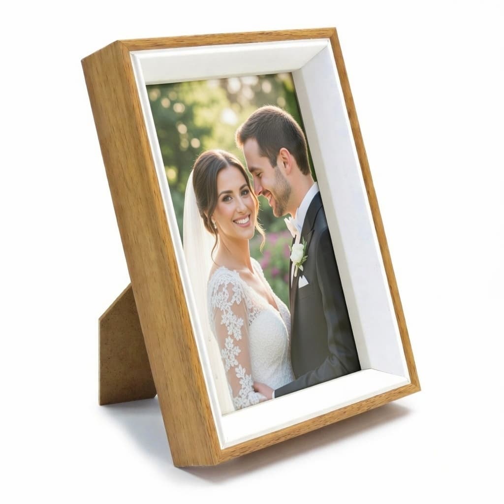 Porta Retrato 10x15 MDF Estilo Madeira Moldura Profunda Com Vidro - Quadro para Fotos