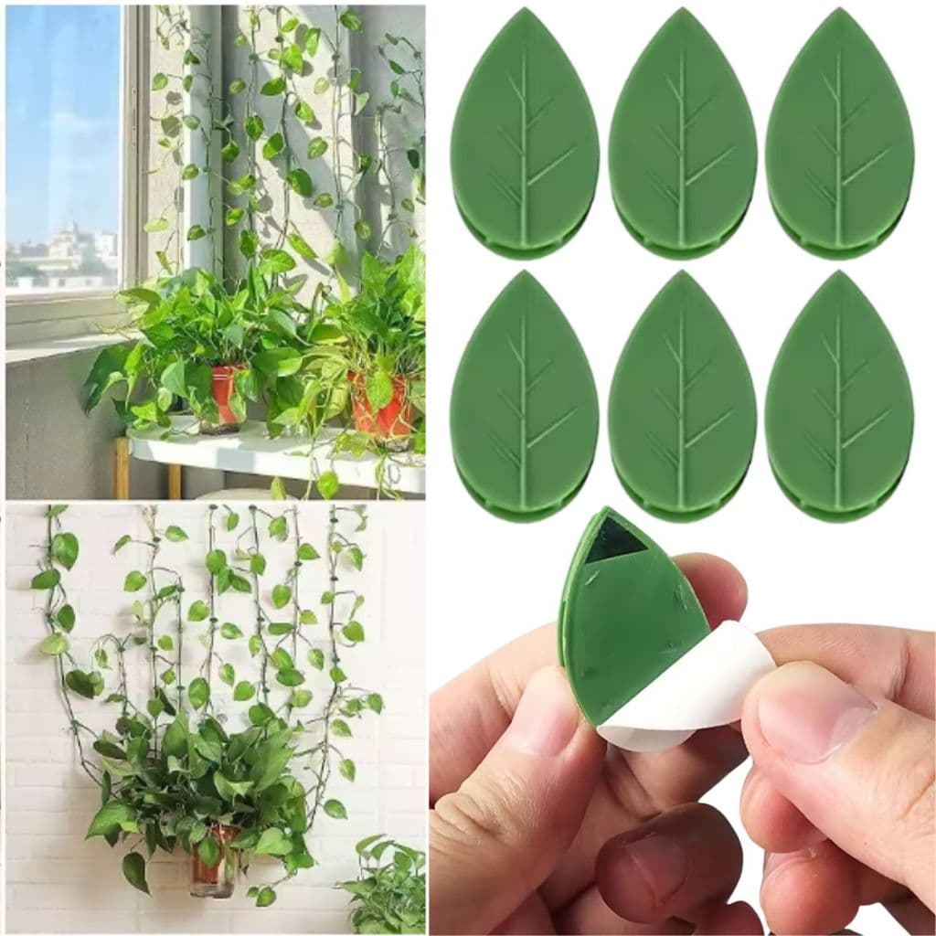 50 Clip de Planta Trepadeira Adesivo Clipe em Formato de Folha Para Plantas Pendentes Organização De Cabos