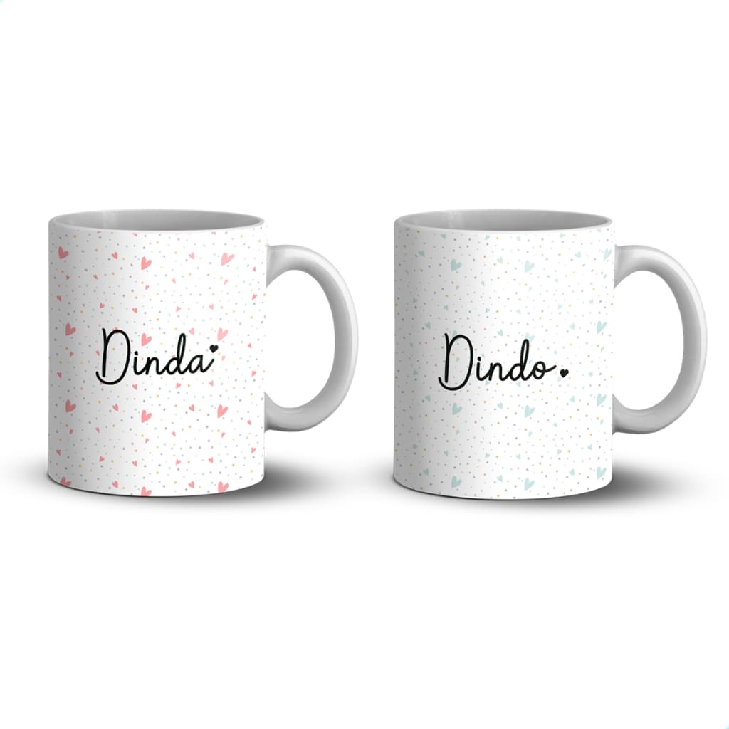 Kit De 2 Canecas De 310ml De Porcelana Decorada Dinda E Dindo Batizado