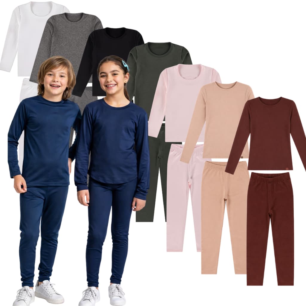Conjunto Blusa e Calça Térmica Segunda Pele Infantil Unissex Tamanho 1 ao 16