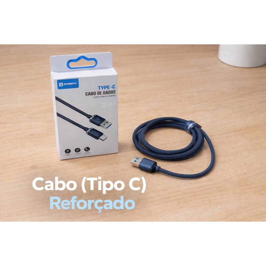Cabo Usb Tipo C Longo 1,20 Metros Turbo Carga E Dados Reforçado