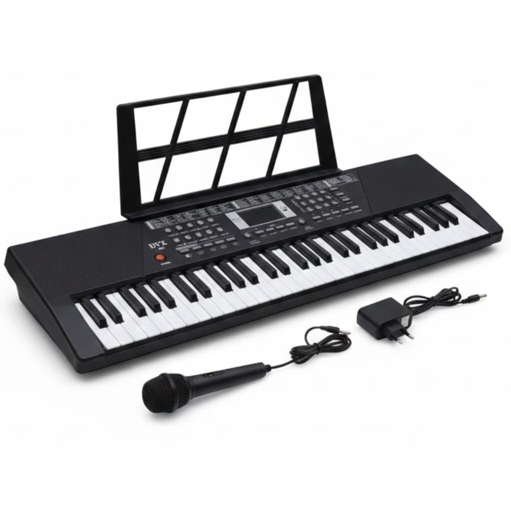 Teclado Musical Iniciante 61 Teclas Com Microfone E Fonte Bivolt Zaidans 100 Ritmos, 10 Demos, Metrônomo, Display Led