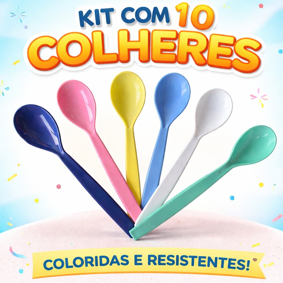 10 colheres de plástico colorida reutilizável linha premium cozinha sorverte bolo refeição sobremesa